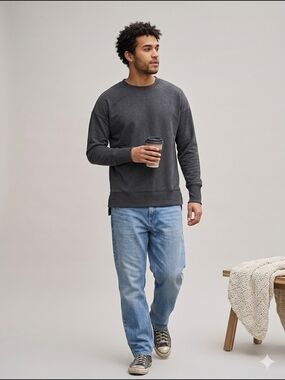 Bench Charcoal Grey Oversized Crewneck Sweatshirt